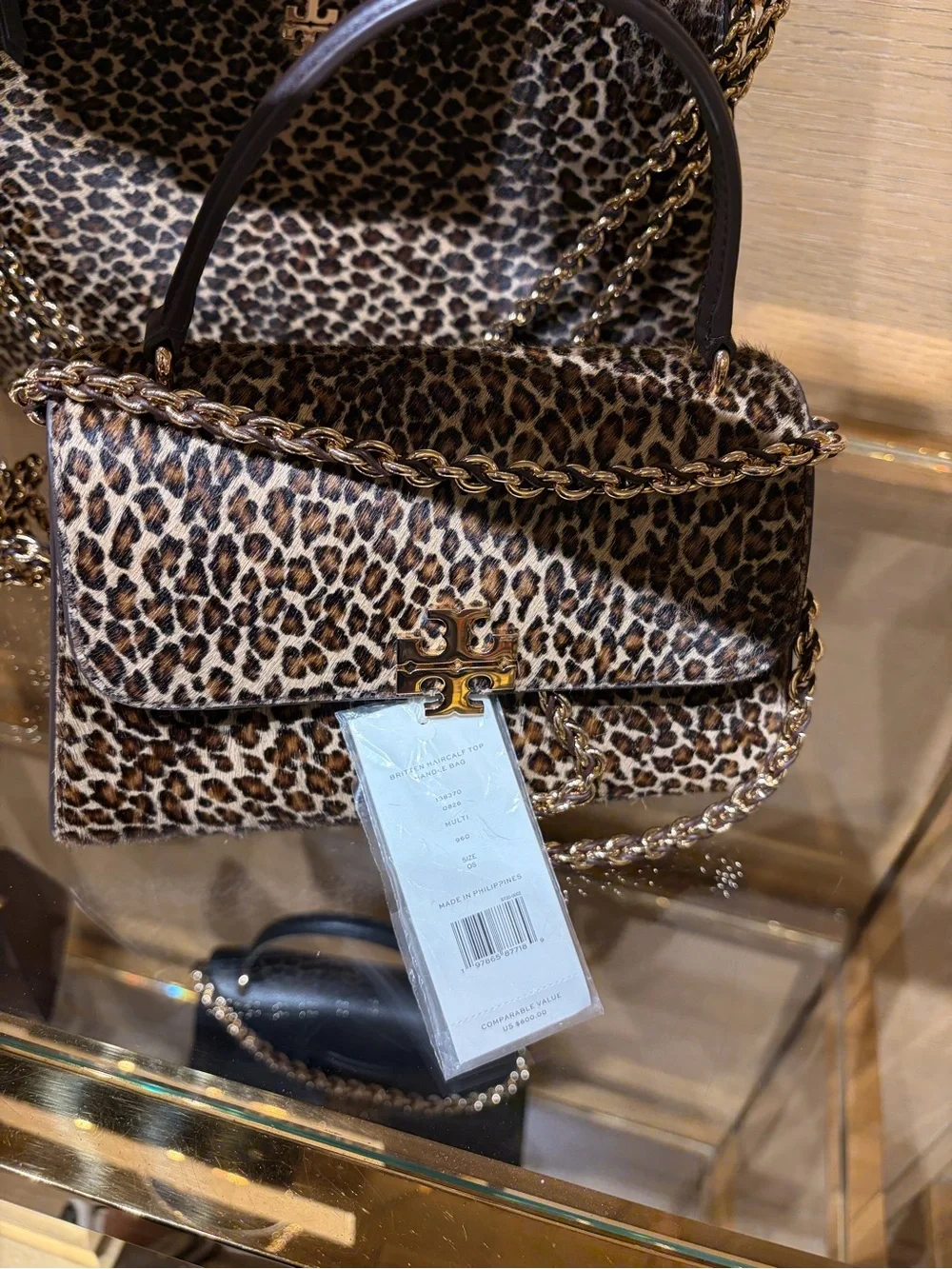 Tory Burch Britten Leopard haircalf Shoulder & Top-Handle Bag mini - Brown/Black